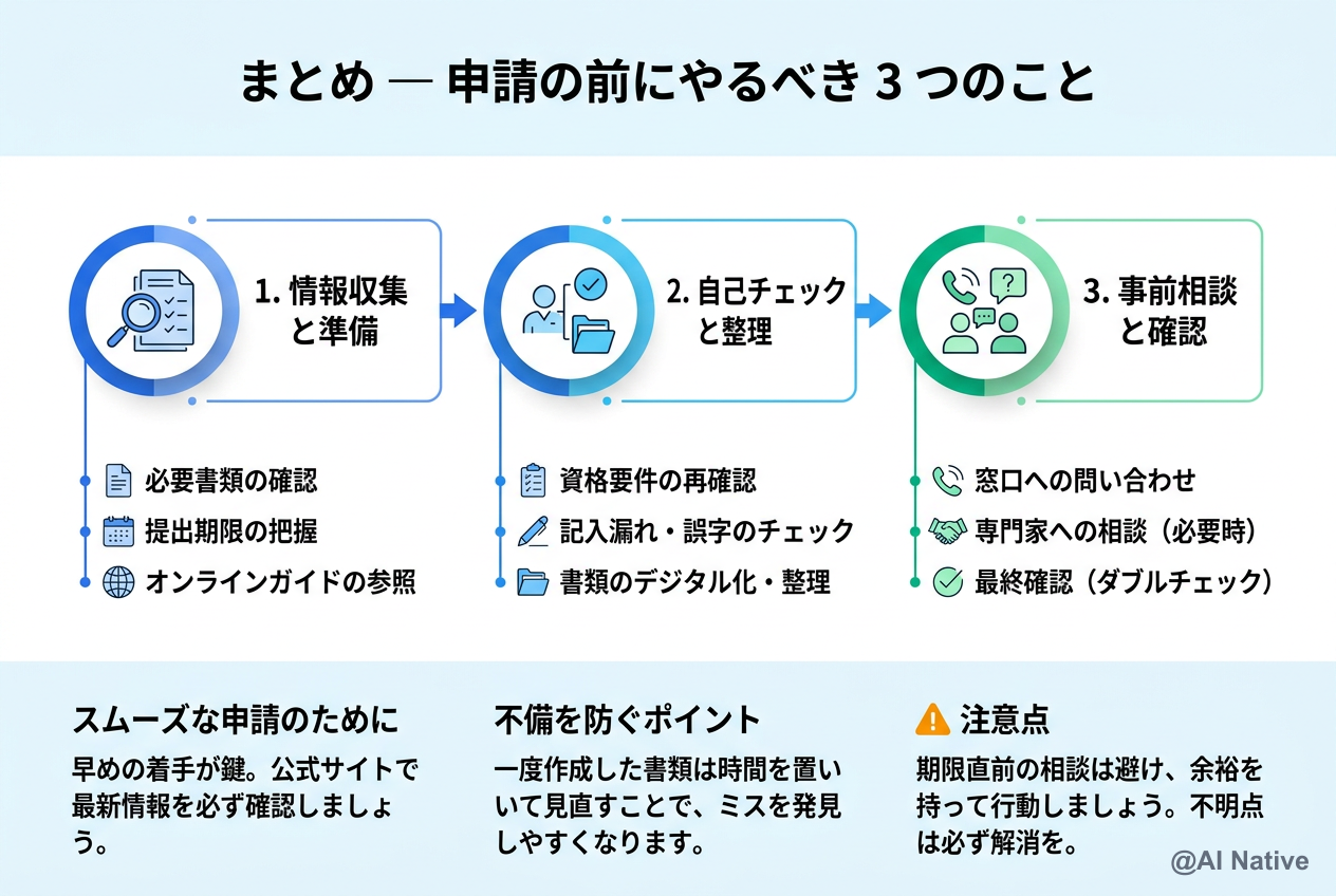 申請前の 3 つの準備チェックリスト