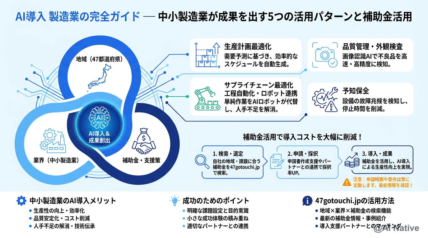 製造業の構造課題と AI 導入の関係を示す概念図