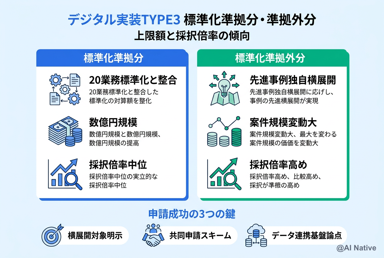 デジタル実装TYPE3 ─ 標準化準拠分と標準化準拠外分の違い・上限額・採択倍率