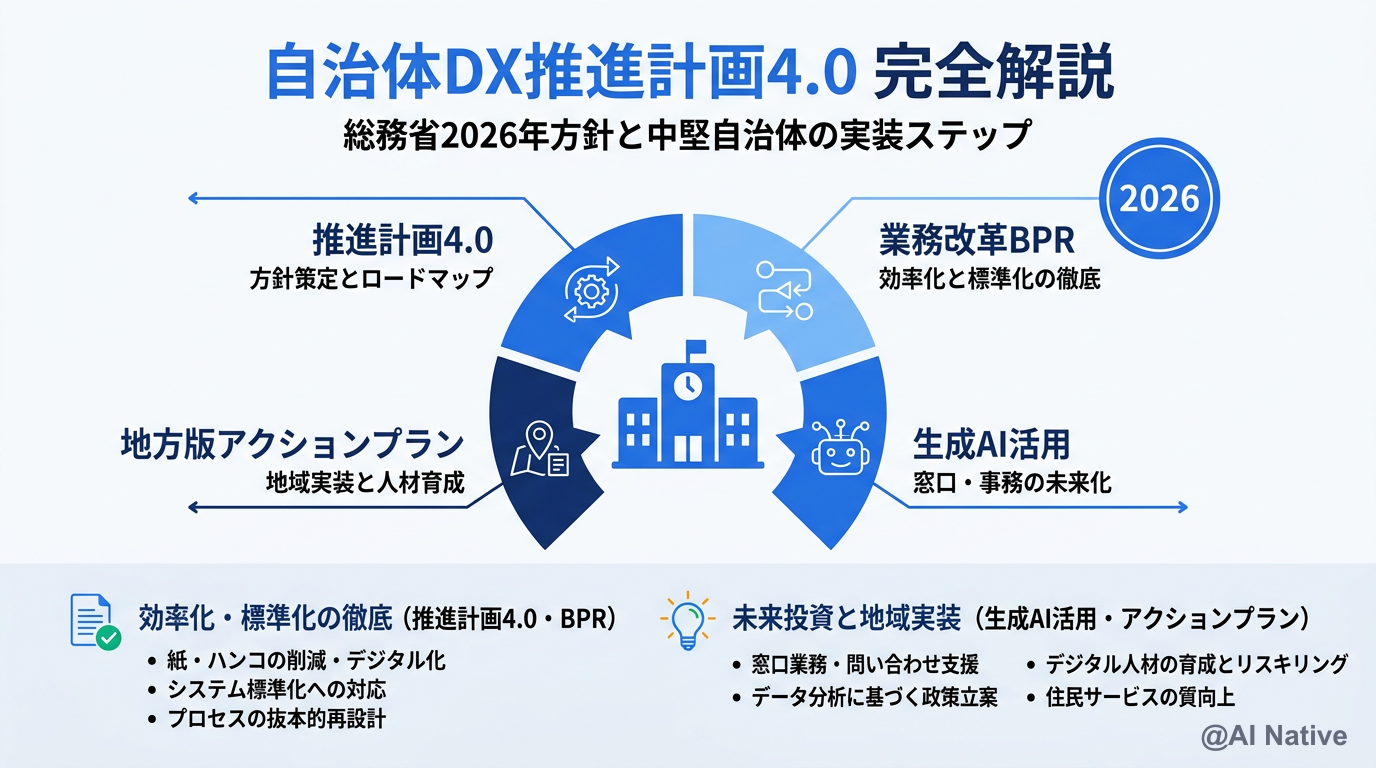 自治体DX推進計画4.0 完全解説 — 総務省2026年方針と中堅自治体の実装ステップ